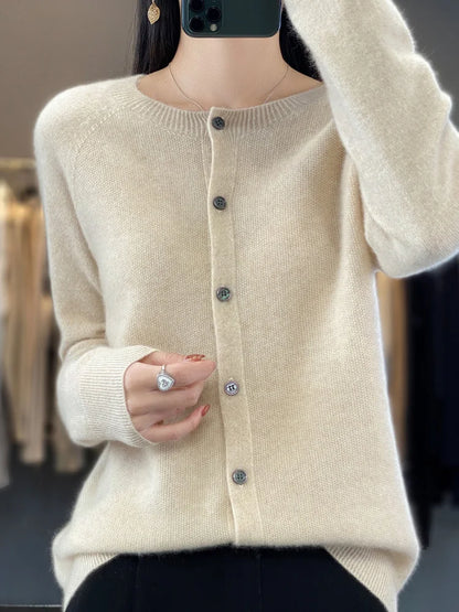 Women's Knitted Cardigan Round Neck
