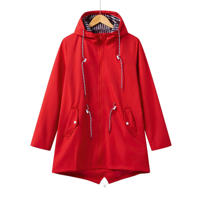 Women's Waterproof Trench Coat With Hood Casual