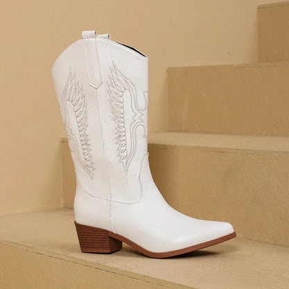 Women's Embroidered Pointed Toe Boots