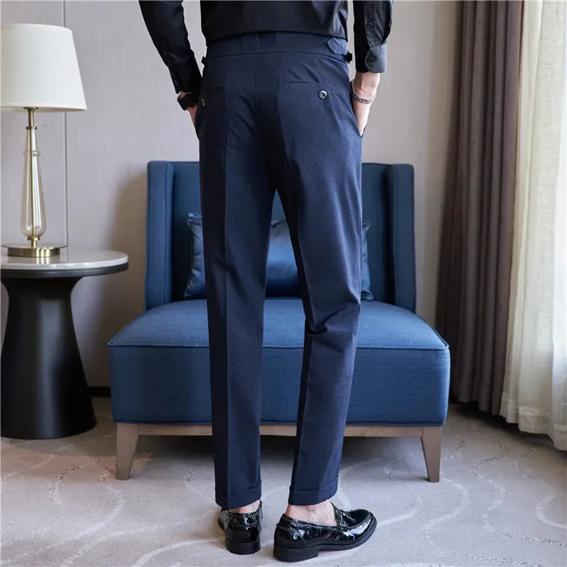 Men's Double Pleat High Waist Trousers
