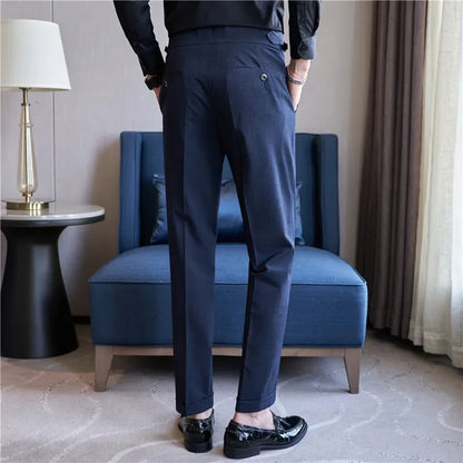 Men's Double Pleat High Waist Trousers