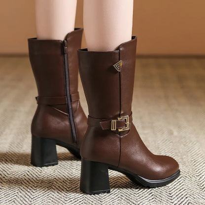 Ladies Classic Buckle Ankle Boots
