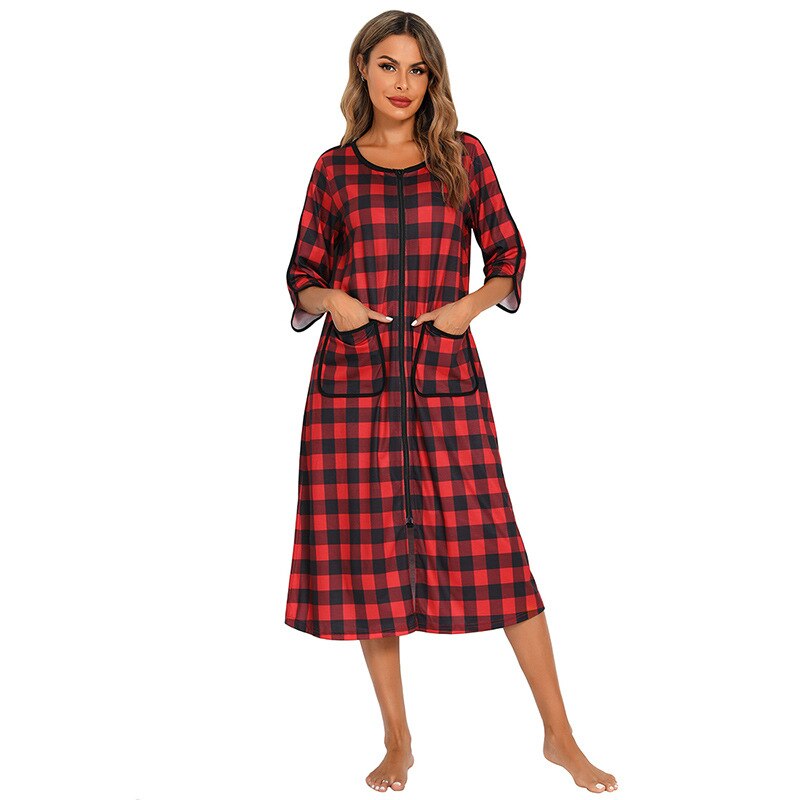 Women's Hooded Zip Up Nightdress