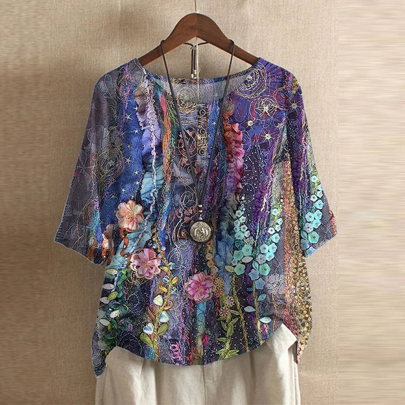 Women's Short Sleeve Blouse Cotton Button Front