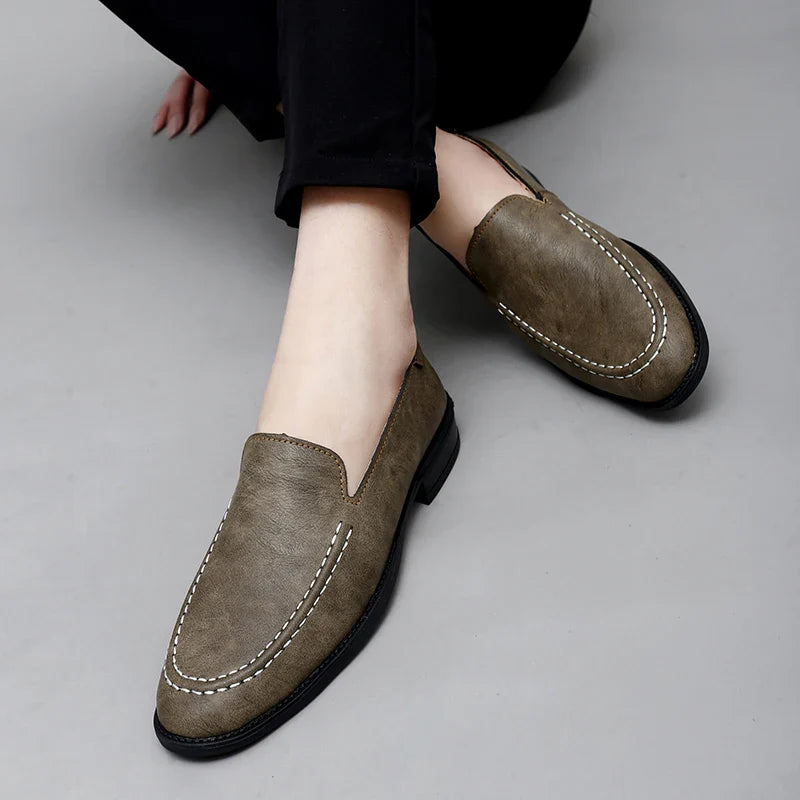 Real Leather Slip On Loafers