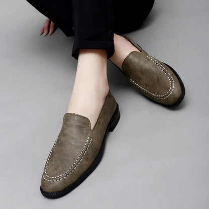 Real Leather Slip On Loafers
