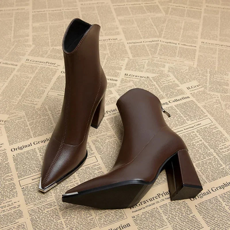 Ladies Comfortable Low Heel Ankle Boots