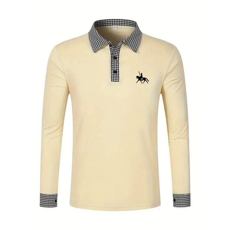 Men's Slim Fit Long Sleeve Polo Shirt