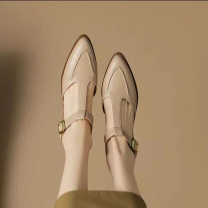 Elegant Women's Pointed Toe Flat Shoes with Buckle Strap