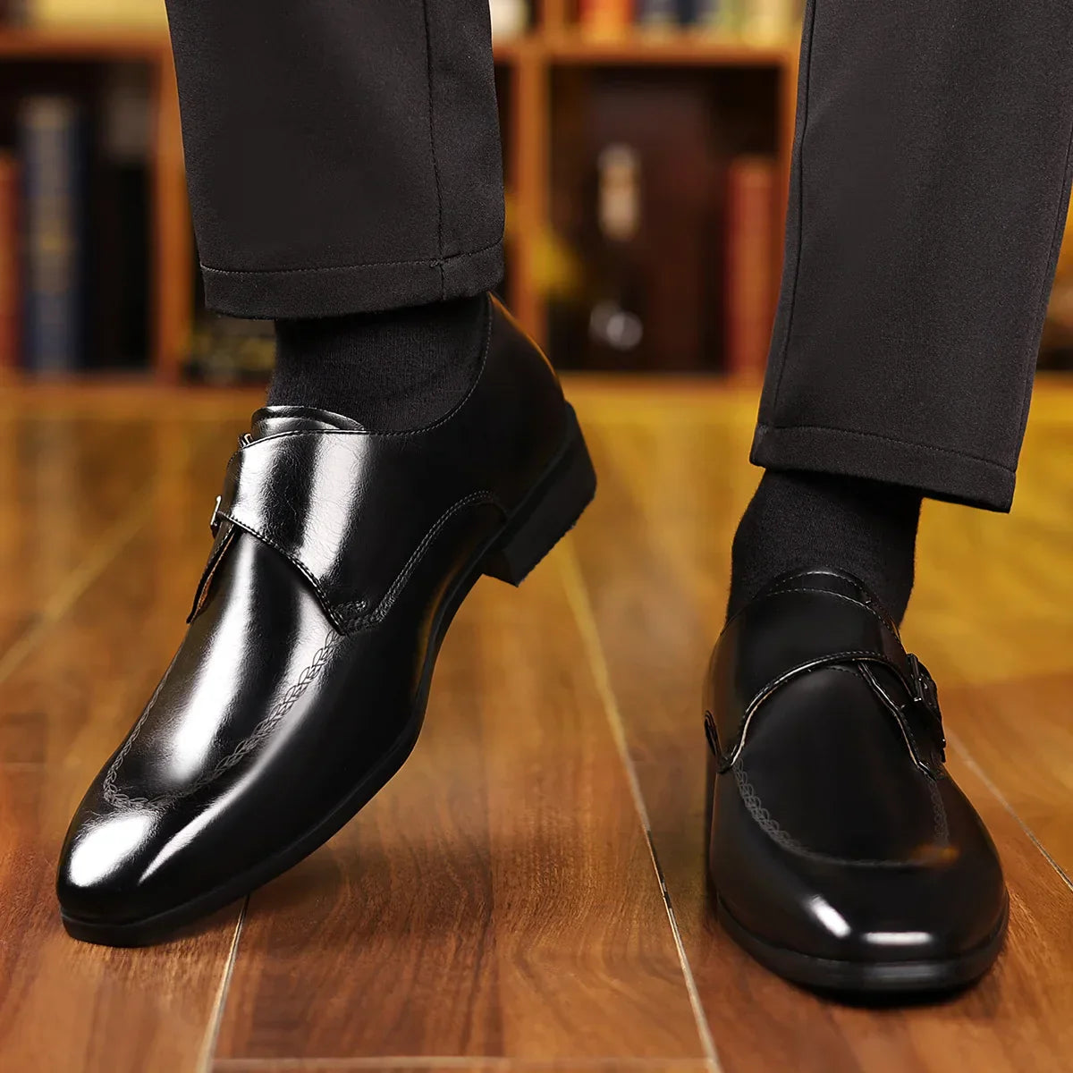 Men's Leather Monk Strap Loafers