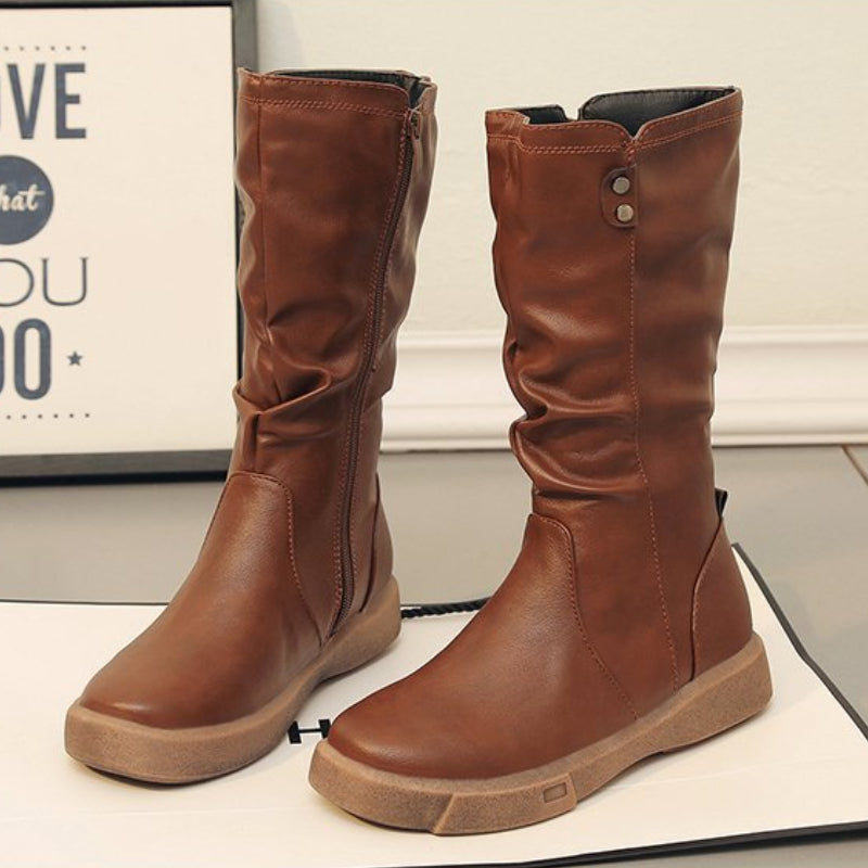 Waterproof Vegan Leather Ankle Boots with Zipper