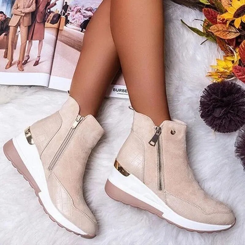 Women's Ankle Boots Hidden Heel Zip - VibreMode