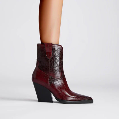 Women's Block Heel Pointed Toe Boots