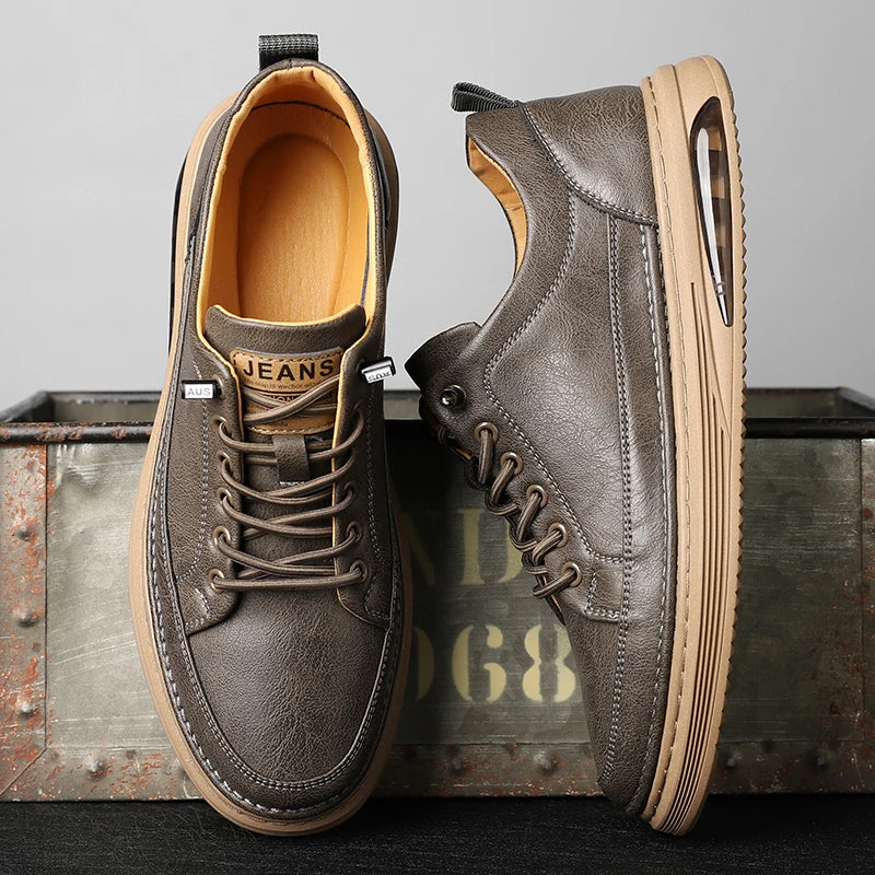 Brown Leather Running Shoes
