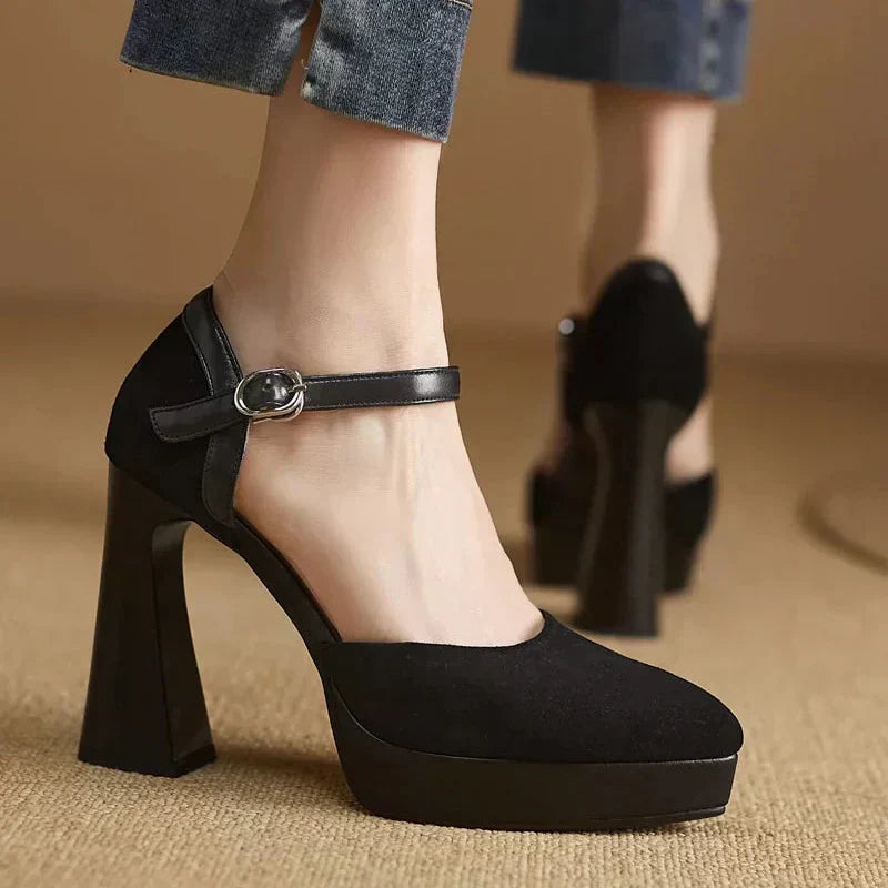 Women's Ankle Strap High Heel Pumps Block Heel