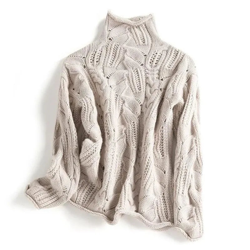 Women's Turtleneck Sweater Knit Detail