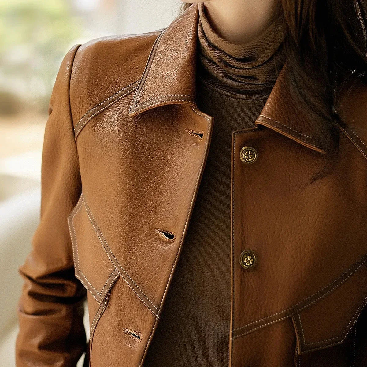 Vegan Synthetic Leather Coat