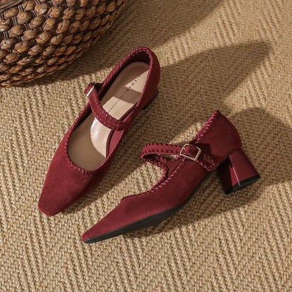 Ankle Suede High Heels