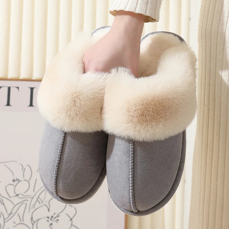 Women's Plush Indoor Slippers Soft Lining Warm Beige