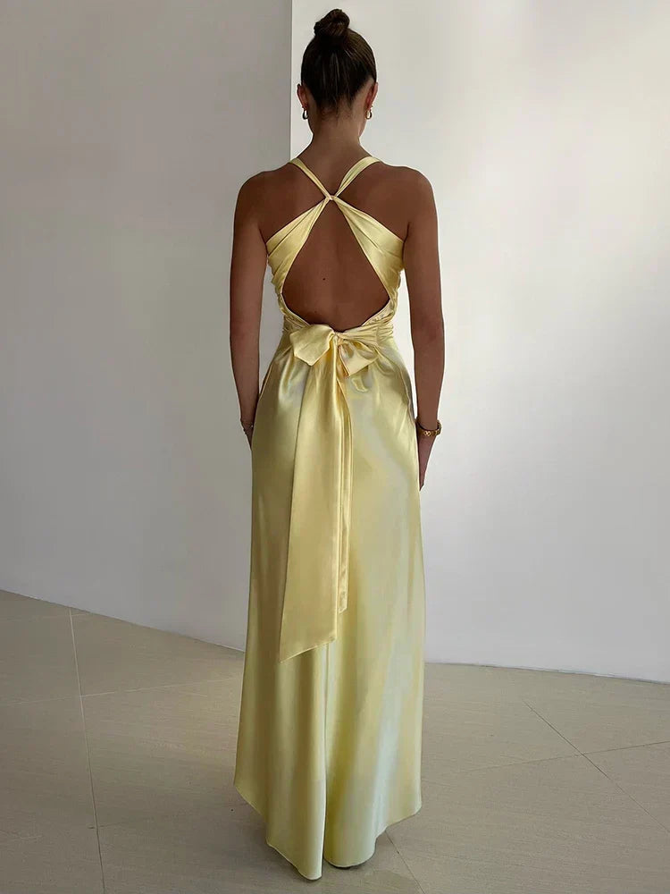 Women's Sleeveless Halter Neck Evening Gown