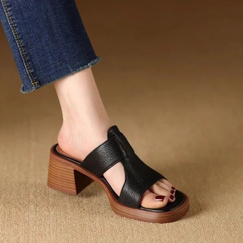Genuine Brown Leather Flip Flops