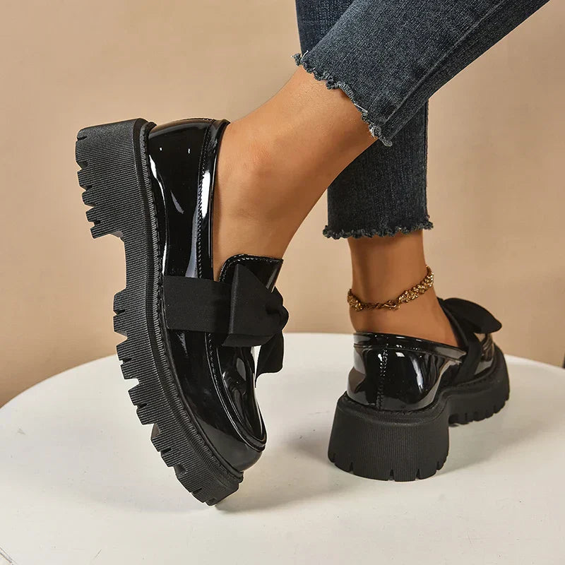 Comfortable Ladies Bow Detail Loafers Shoes