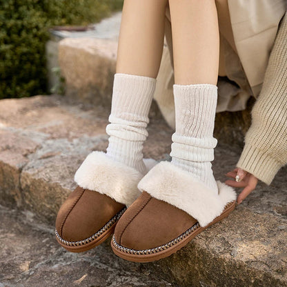 Women's Plush Slippers Soft Fur Lining Warm Beige - VibreMode