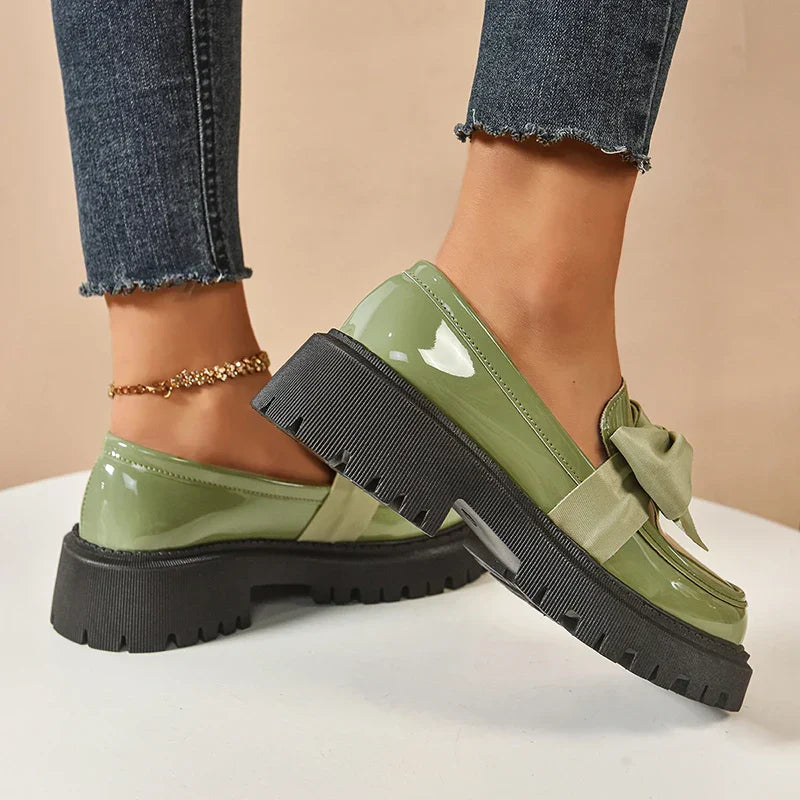 Comfortable Ladies Bow Detail Loafers Shoes