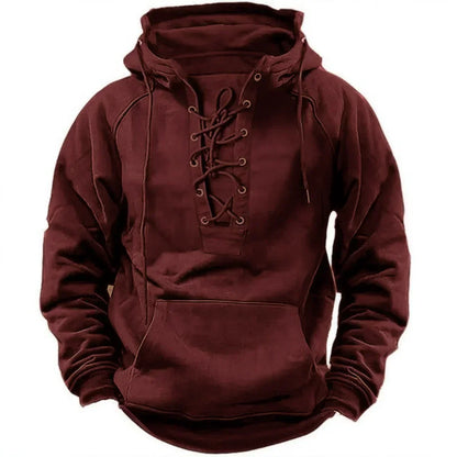Men's Hoodie Lace Up Front Design