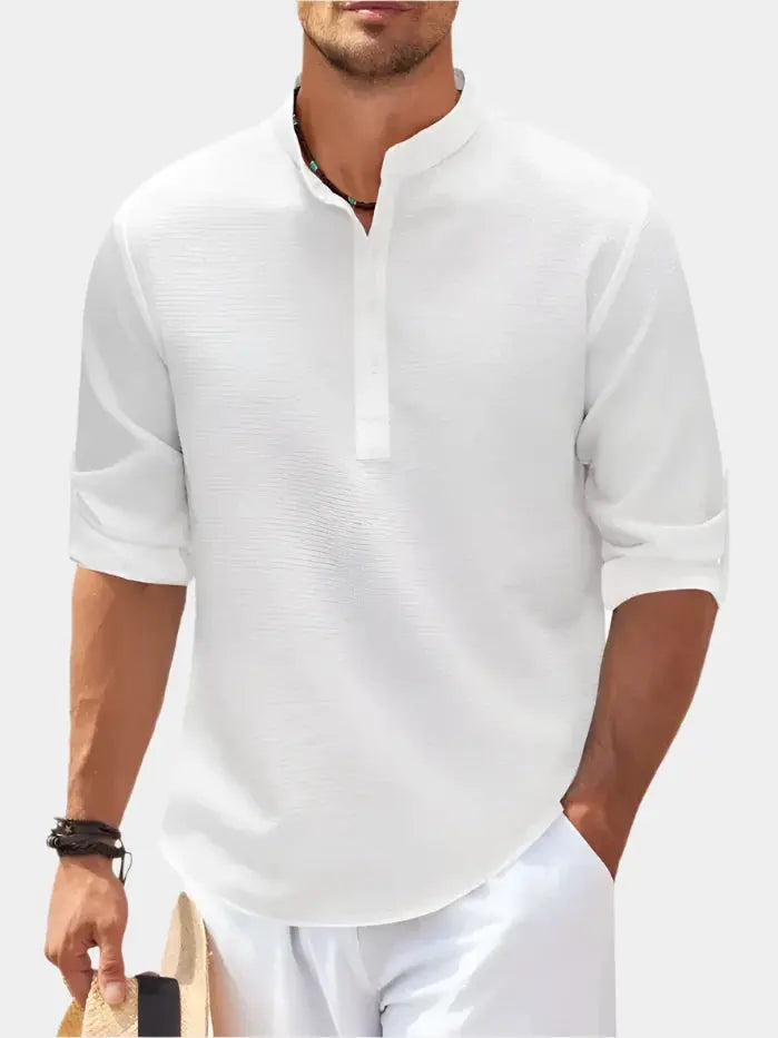 Men's Short Sleeve Stand Collar Shirt