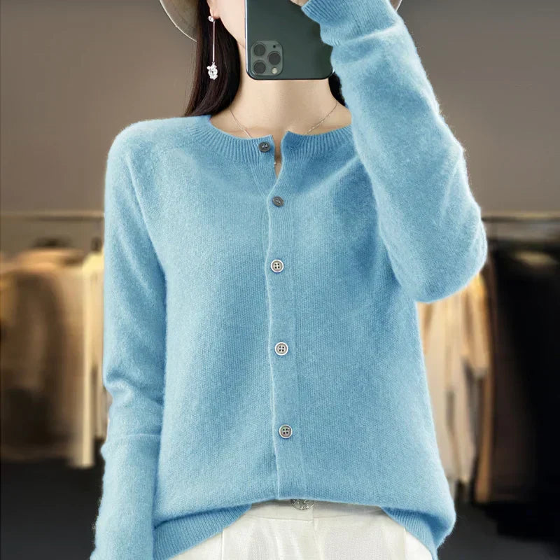 Women's Knitted Cardigan Round Neck