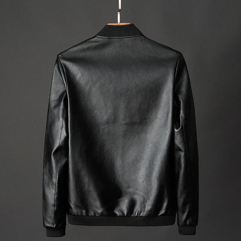 Faux Leather Bomber Jacket