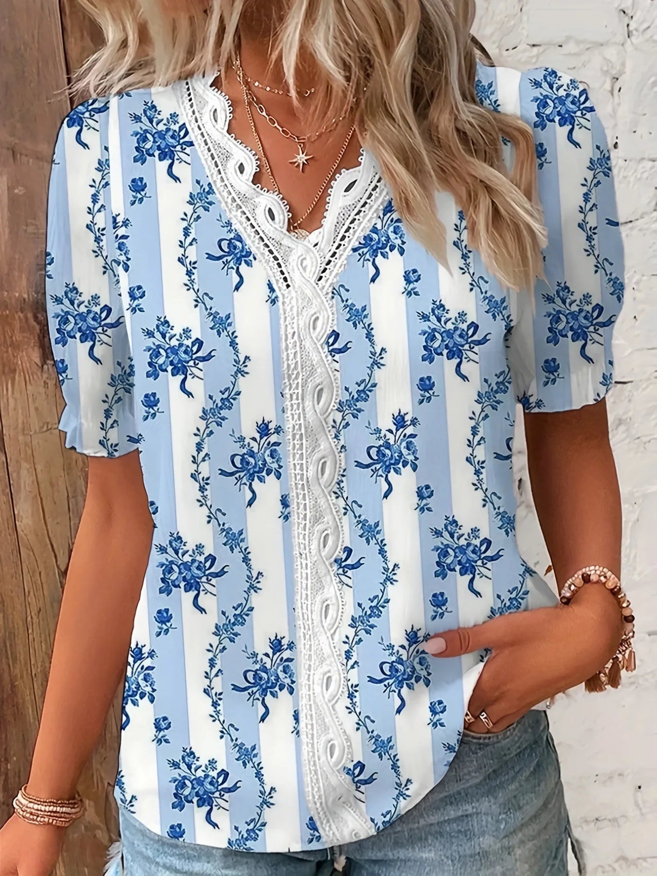 Pretty Lace V Neck Top