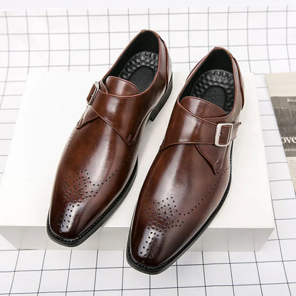 Men's Single Strap Buckle Dress Shoes