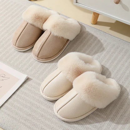 Women's Plush Indoor Slippers Soft Lining Warm Beige