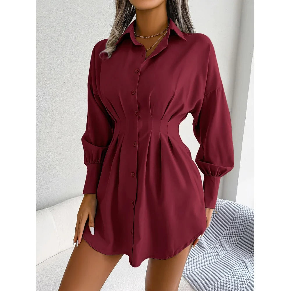 Women's Cinched Waist Shirt Dress