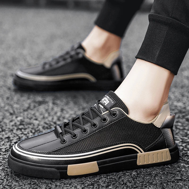 Men's Lace-Up Sneakers Trim Detail