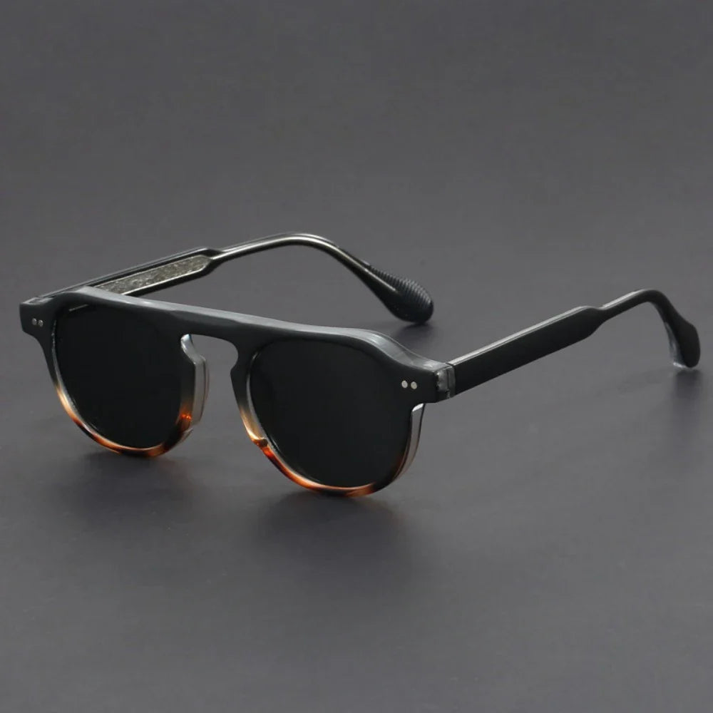 Men's Panto Sunglasses Black - VibreMode