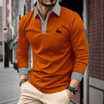 Men's Slim Fit Long Sleeve Polo Shirt - VibreMode