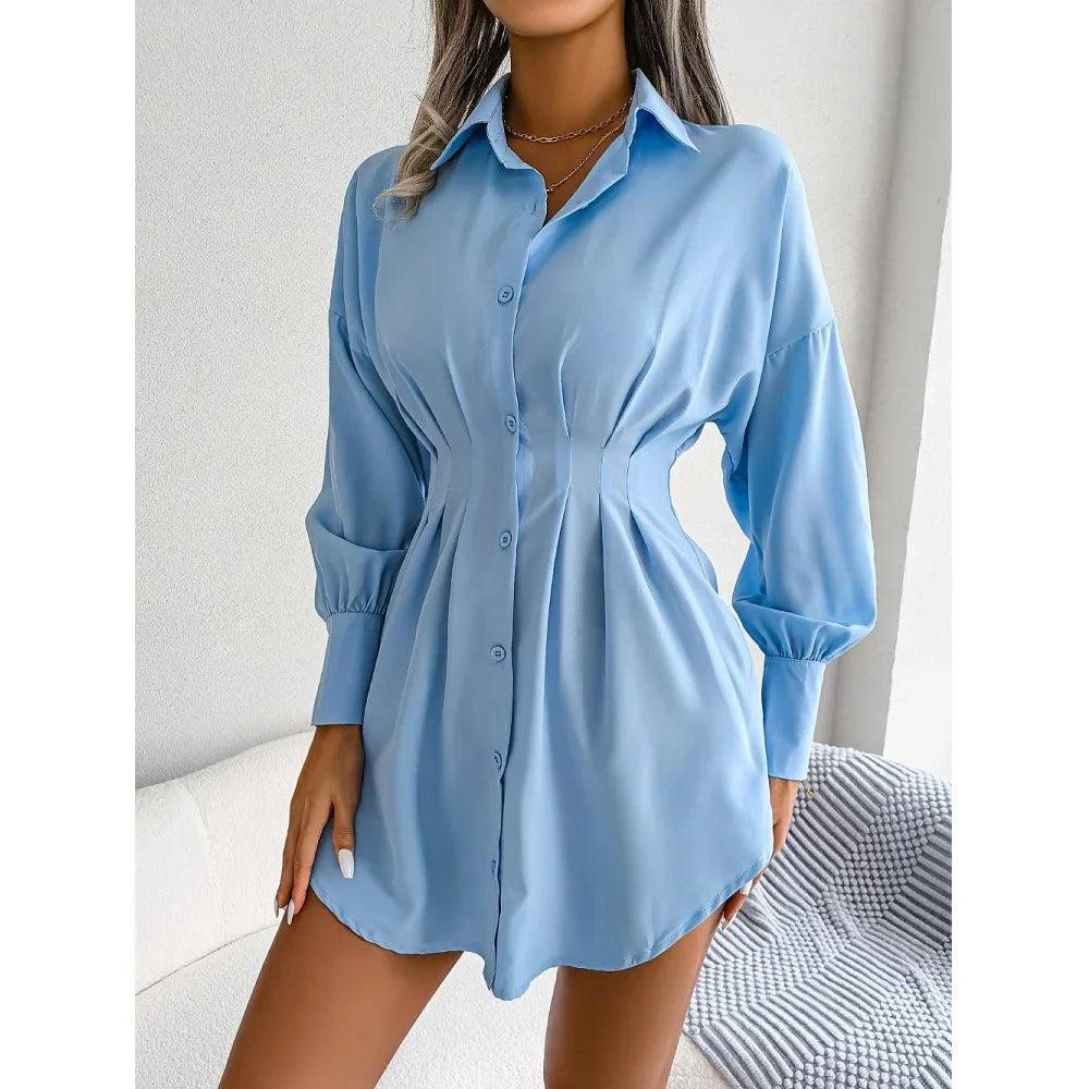 Women's Cinched Waist Shirt Dress