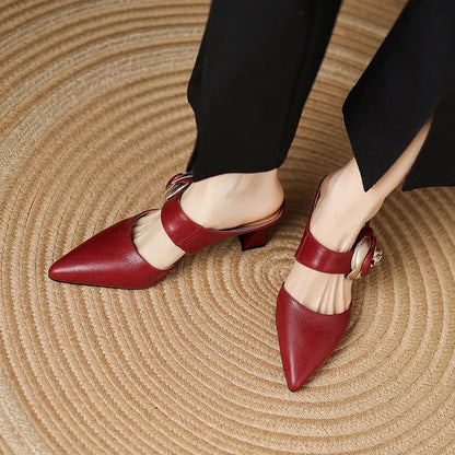 Luxurious Red Leather High Heels