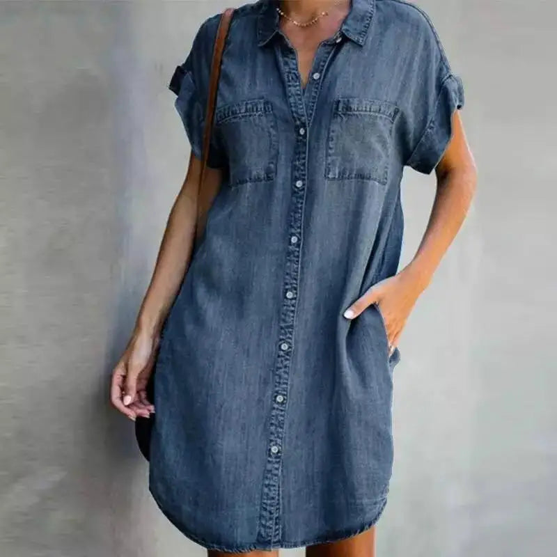 Women's Denim Shirt Dress Button Down