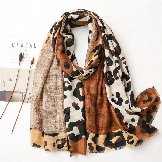 Women's Leopard Print Scarf Rectangular Casual - VibreMode
