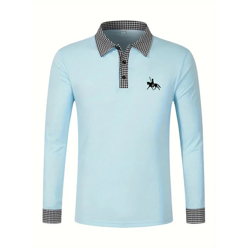 Men's Slim Fit Long Sleeve Polo Shirt