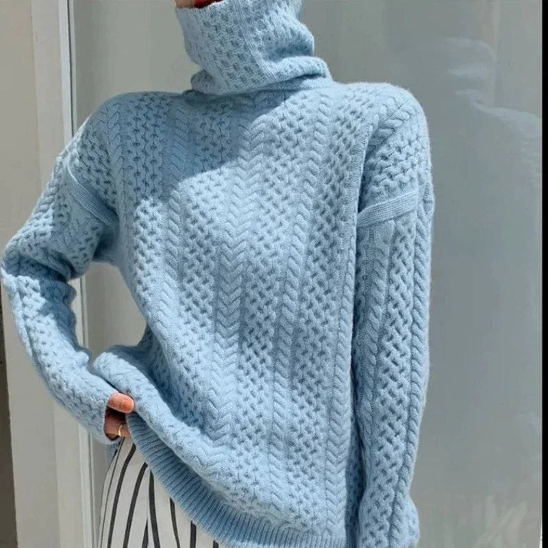 Aveline Women's Braided Turtleneck Sweater