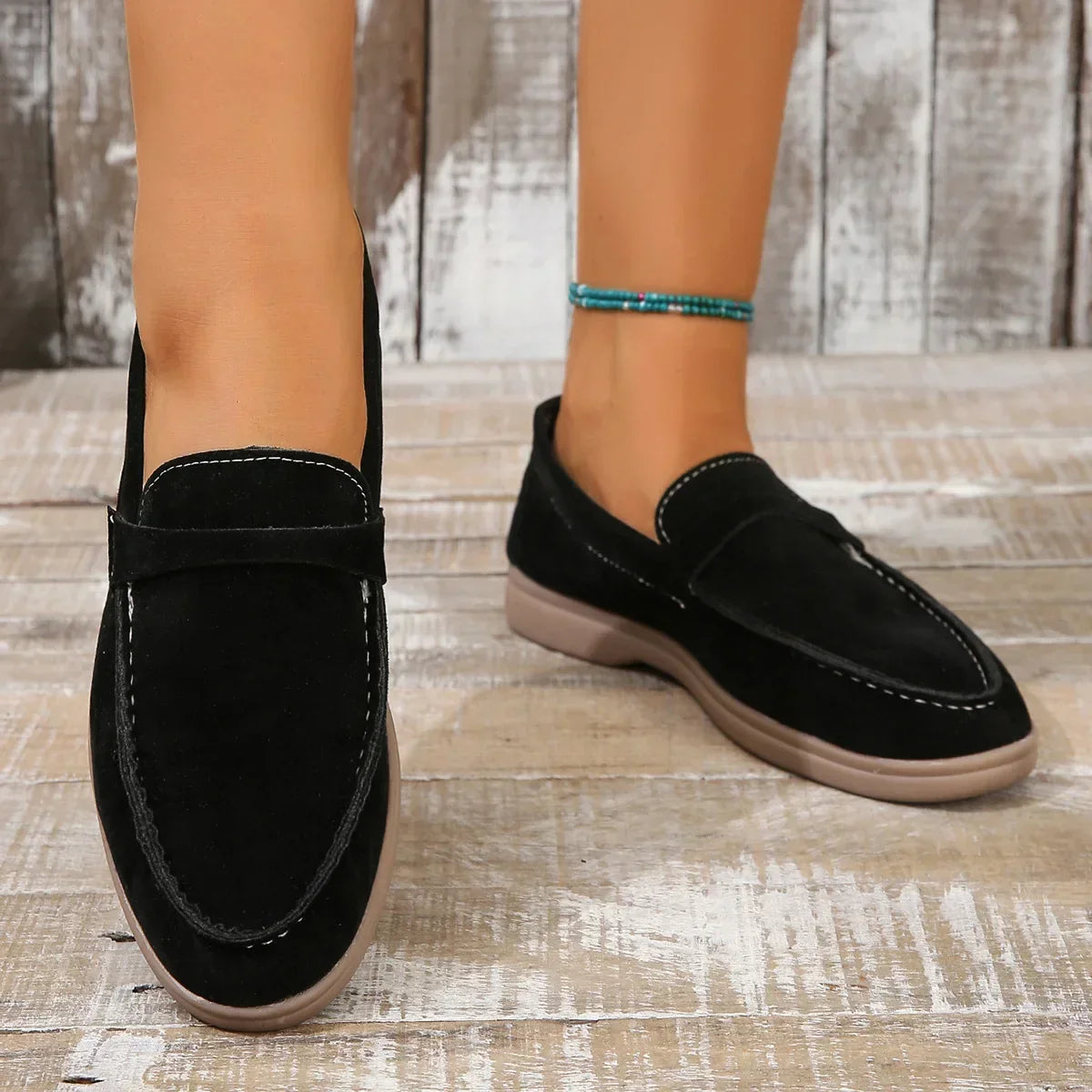 Brown Leather Slip On Shoes
