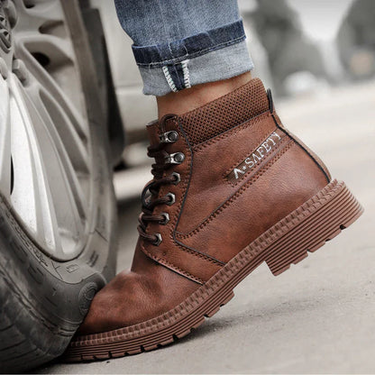 Men's Steel Toe Work Boots Waterproof Slip-Resistant