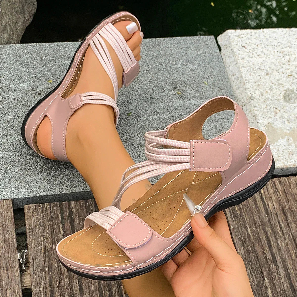 Women's Comfort Sandals Arched Footbed Adjustable Strap Comfort