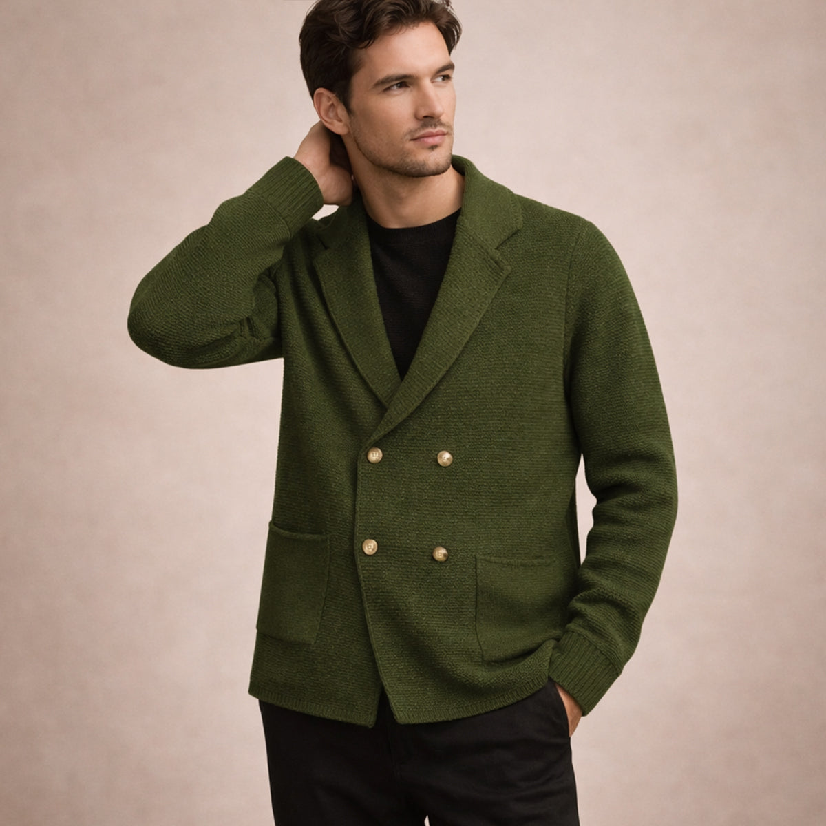 Men's Double Breasted Knit Cardigan