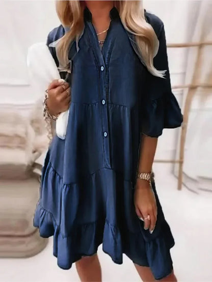 Women's Cute Ruffled Button Down Sundress